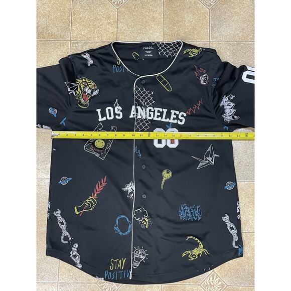 Rue21 Los Angeles Graphic Baseball Jersey Button-Up 2XL Short Sleeves Athleisure - Picture 3 of 8